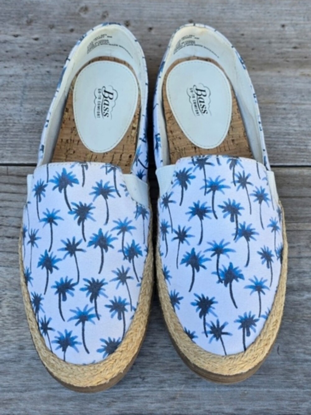 Bass Jenny Coastal Preppy Palm Tree Espadrille Comfort Flats 8M